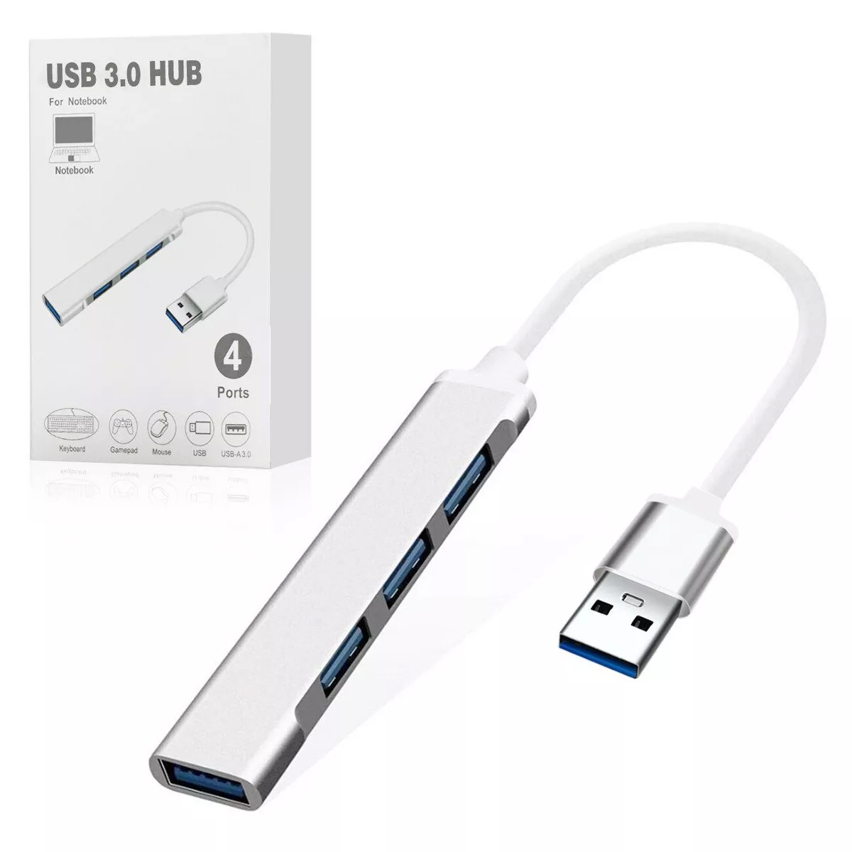 Ultra-Slim Type-C USB 3.0 Hub with 4 Ports – Compatible with MacBook 2