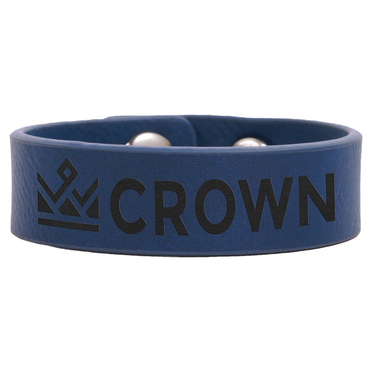 8 1/2" x 3/4" Blue/Black Leatherette Youth Cuff Bracelet 5