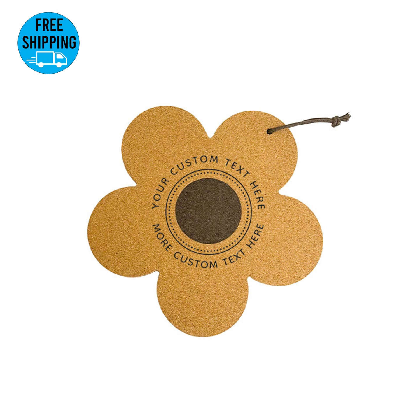 7" Flower Shape Cork Trivet Pot Holder with lanyard 2
