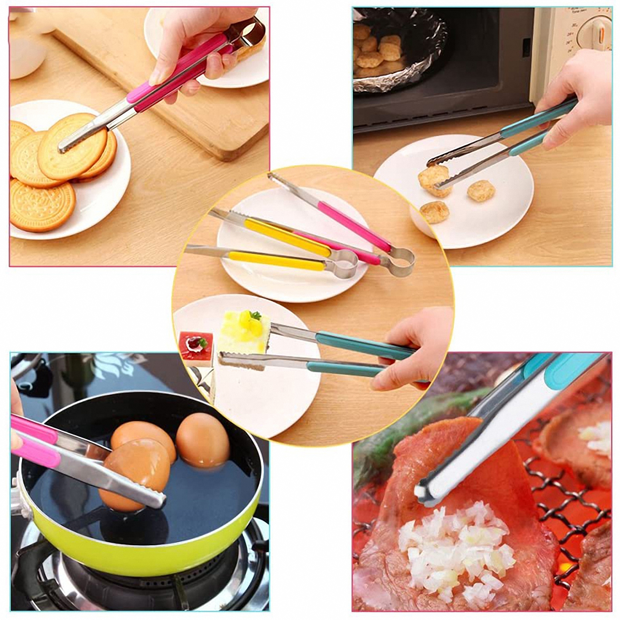 Stainless Steel BBQ Tongs with Silicone Grips 2
