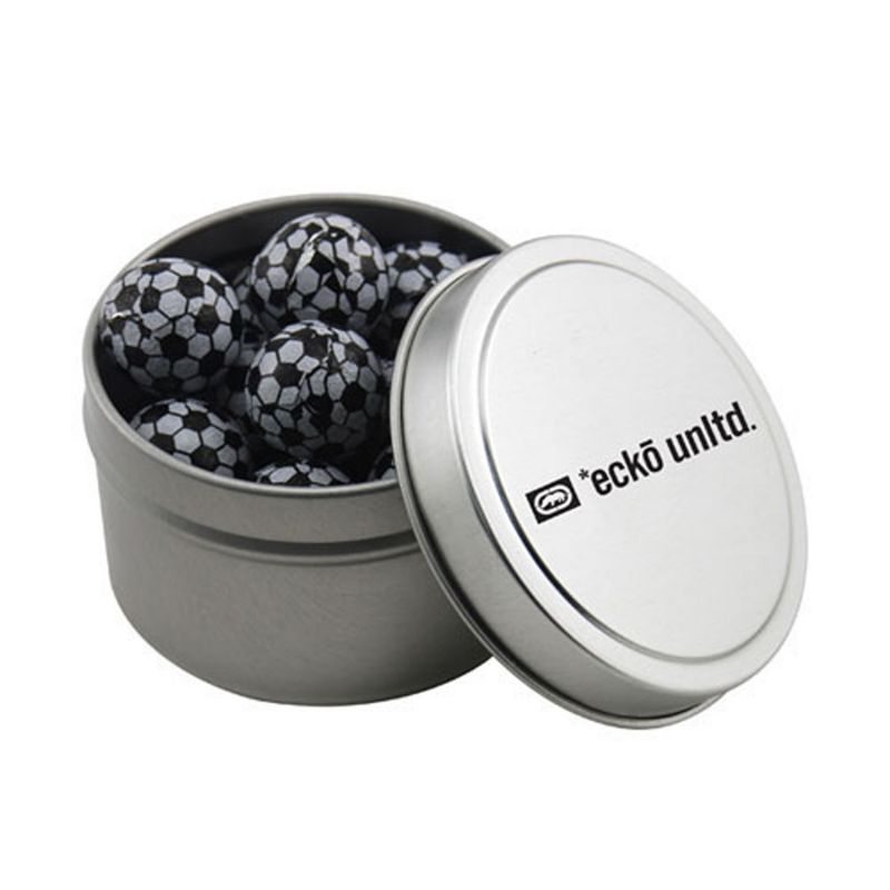 Round Tin with Chocolate Soccer Balls 1