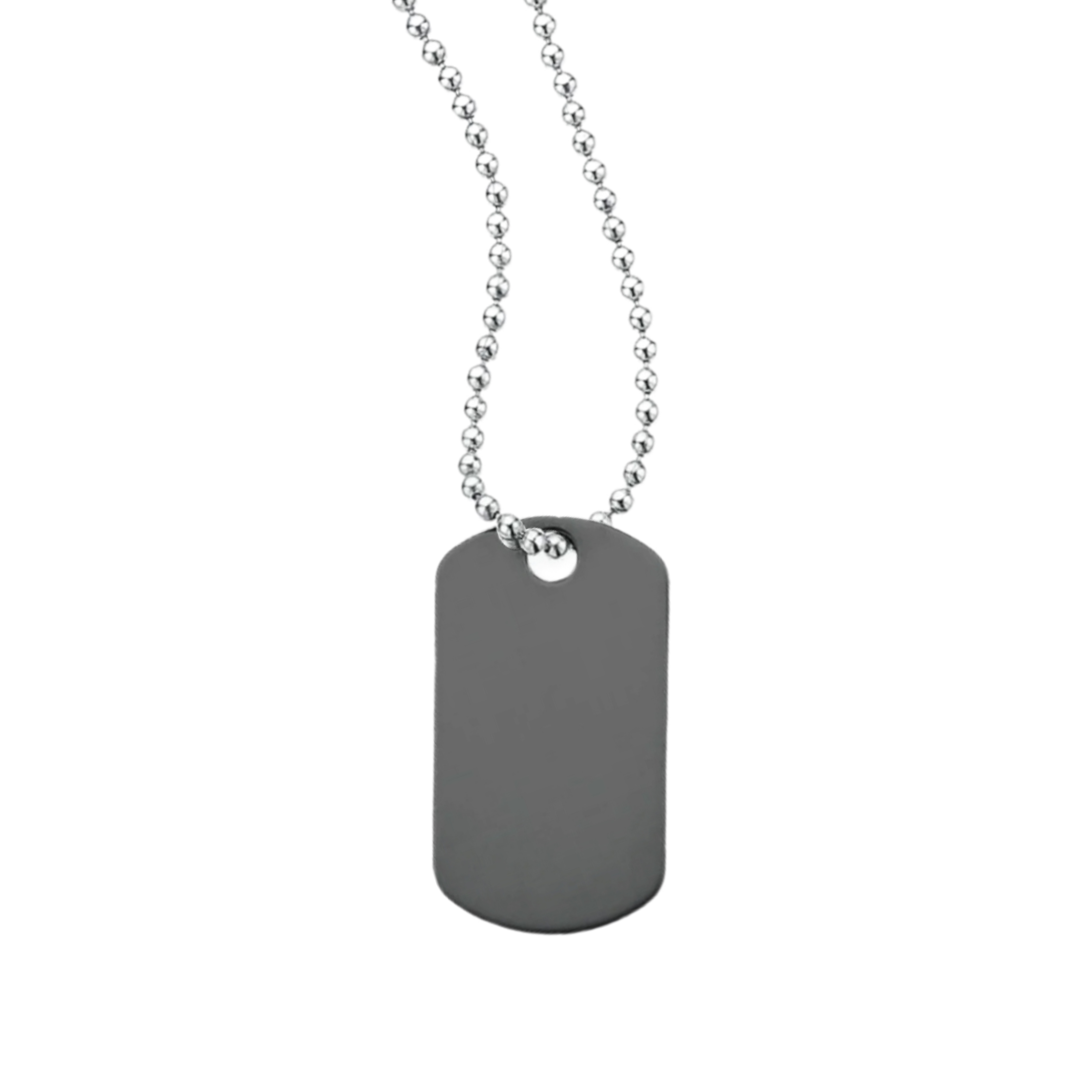 Classic Dog Tag With Long Beaded Chain 9