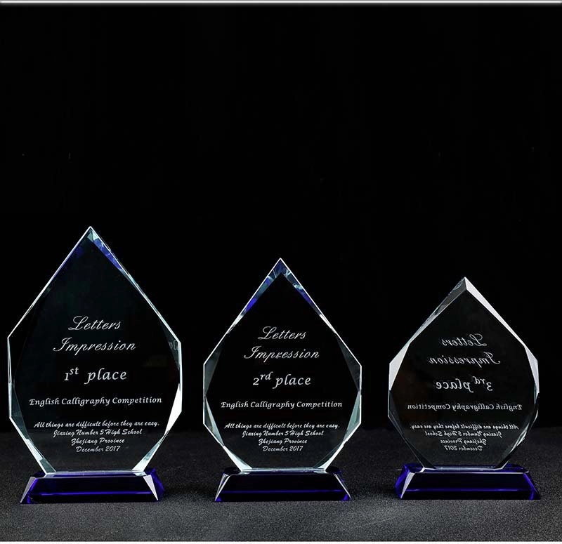 Crystal Diamond Award with Blue Base 2