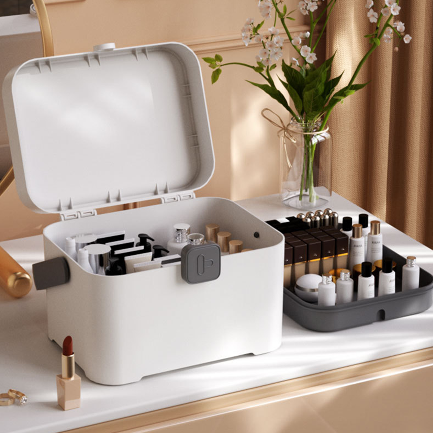 Plastic Two Layers Storage Box with Handle 3