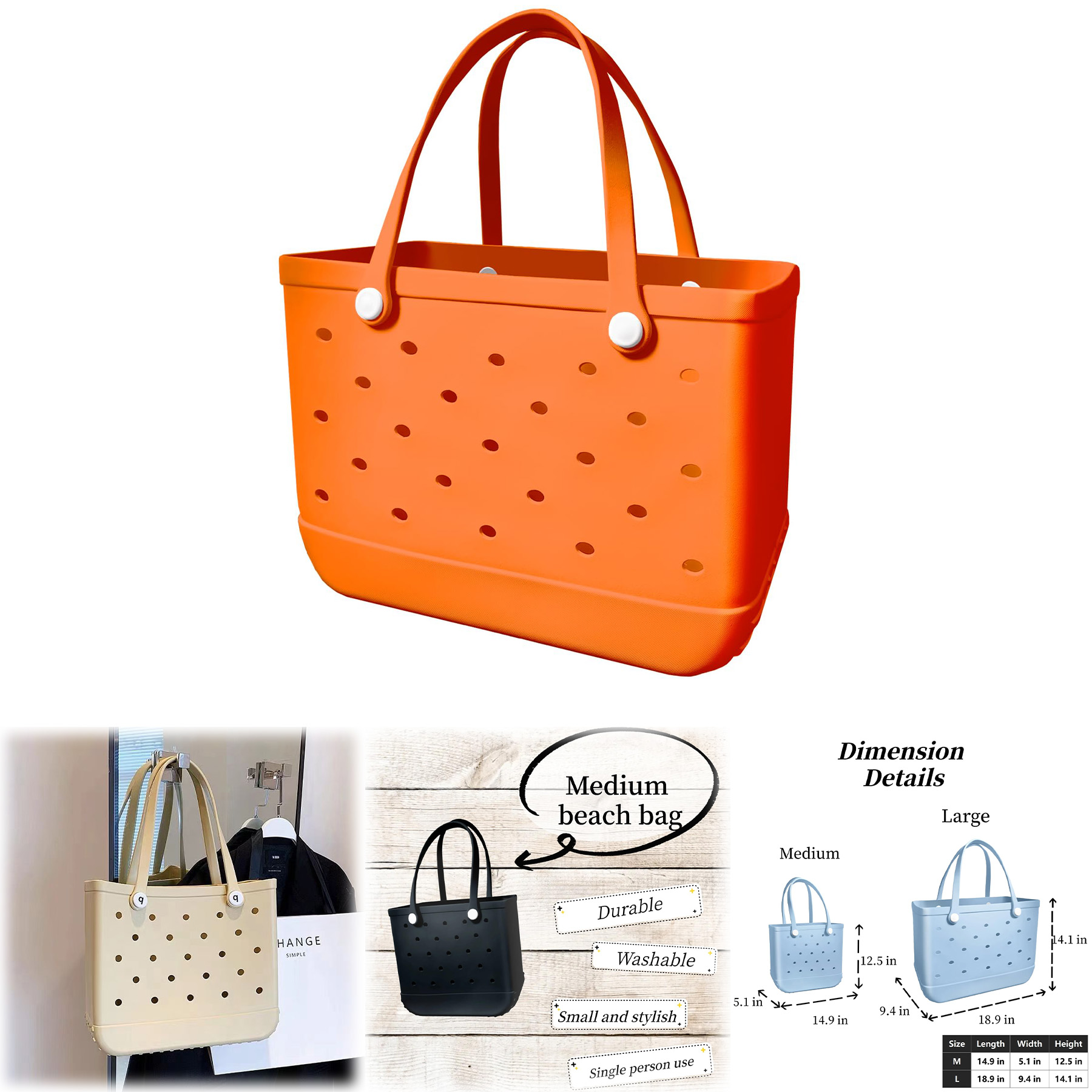 Waterproof Washable Tip Proof Durable Open Tote Bag 2