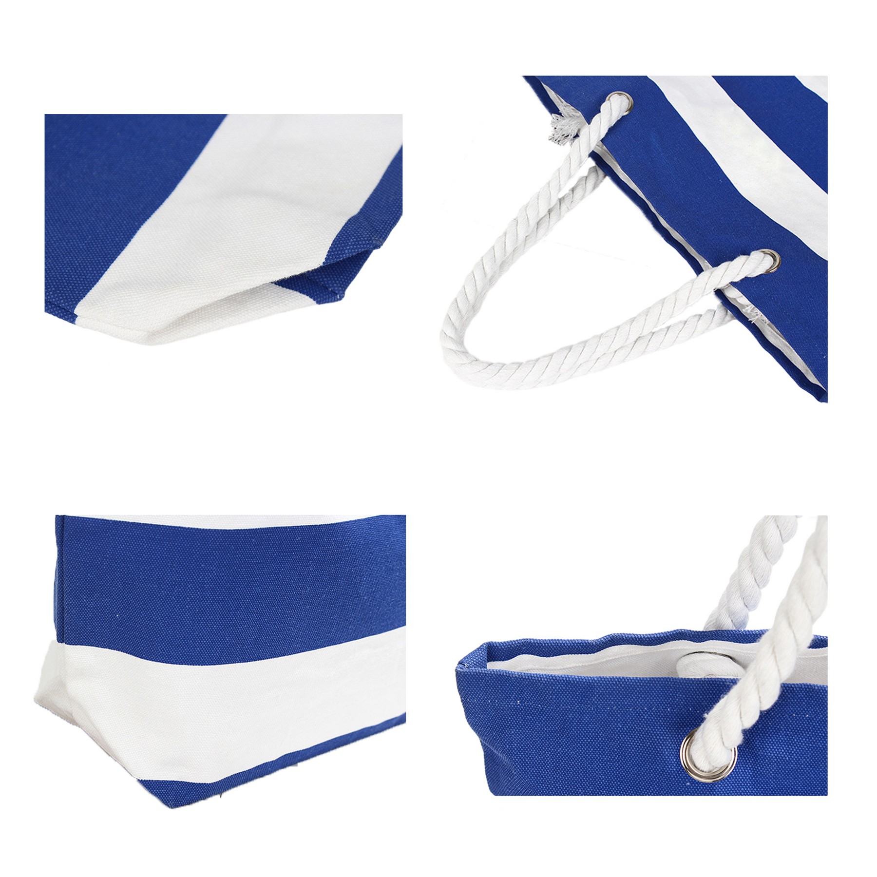 Rope Handles Canvas Tote Bag With Stripes 3