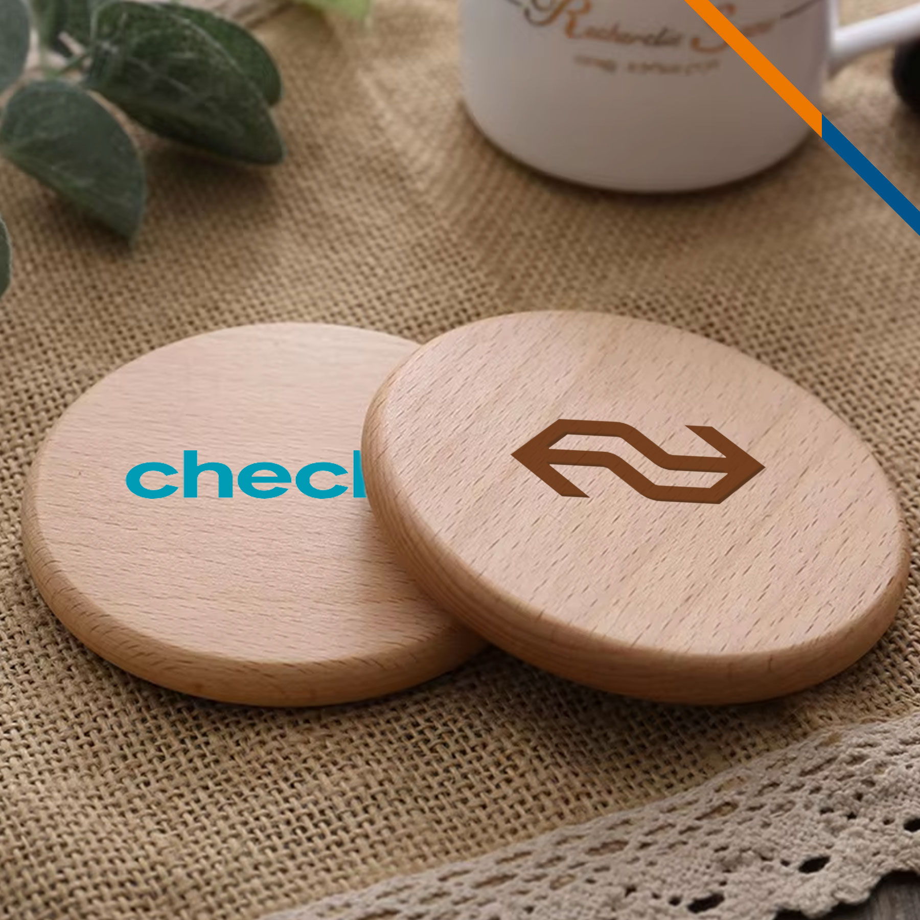 Valery Beech Wood Round Coaster 4