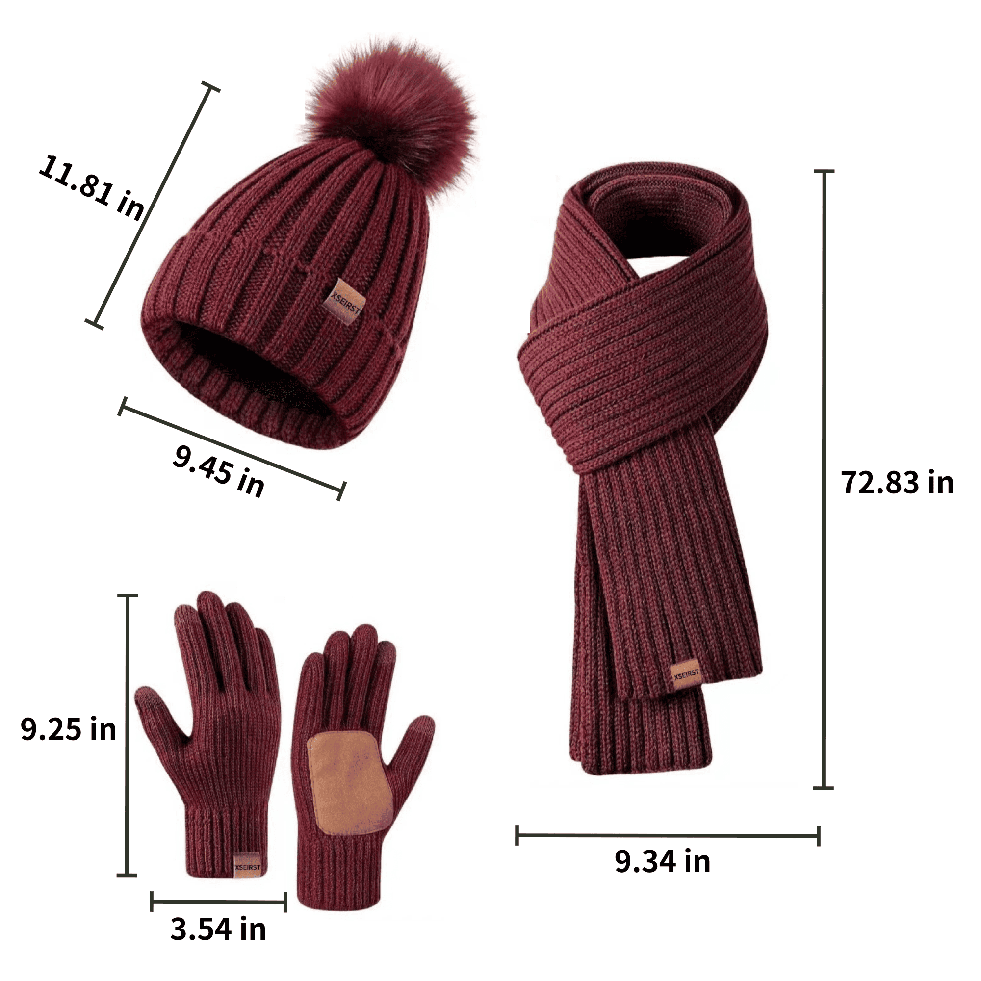 Custom Logo Warm Beanie Scarf And Gloves Set 4