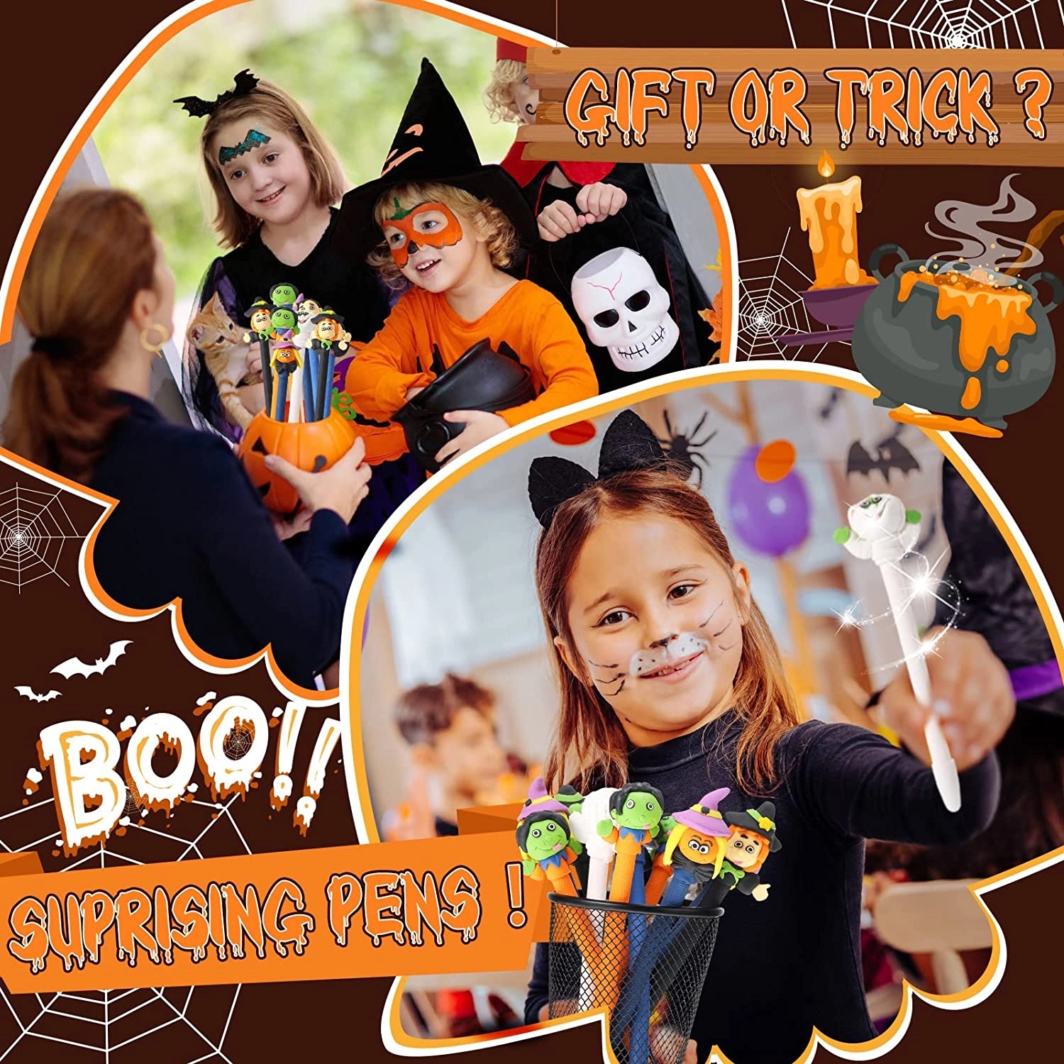 Halloween Pumpkin Witch Skull Heads Ghost Pen 6