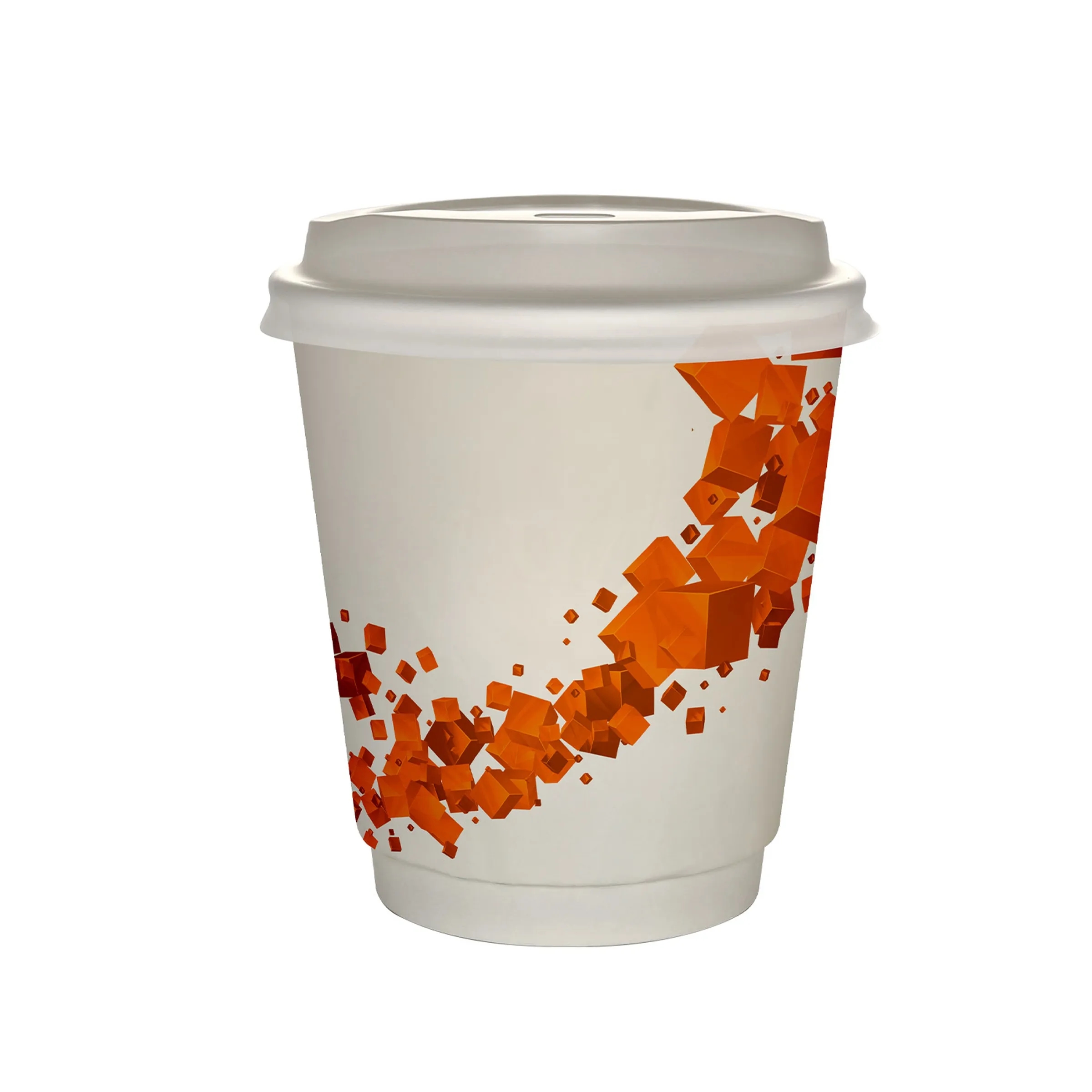 10 oz Full Color Floating Cubes Insulated Paper Cup With Lid 19