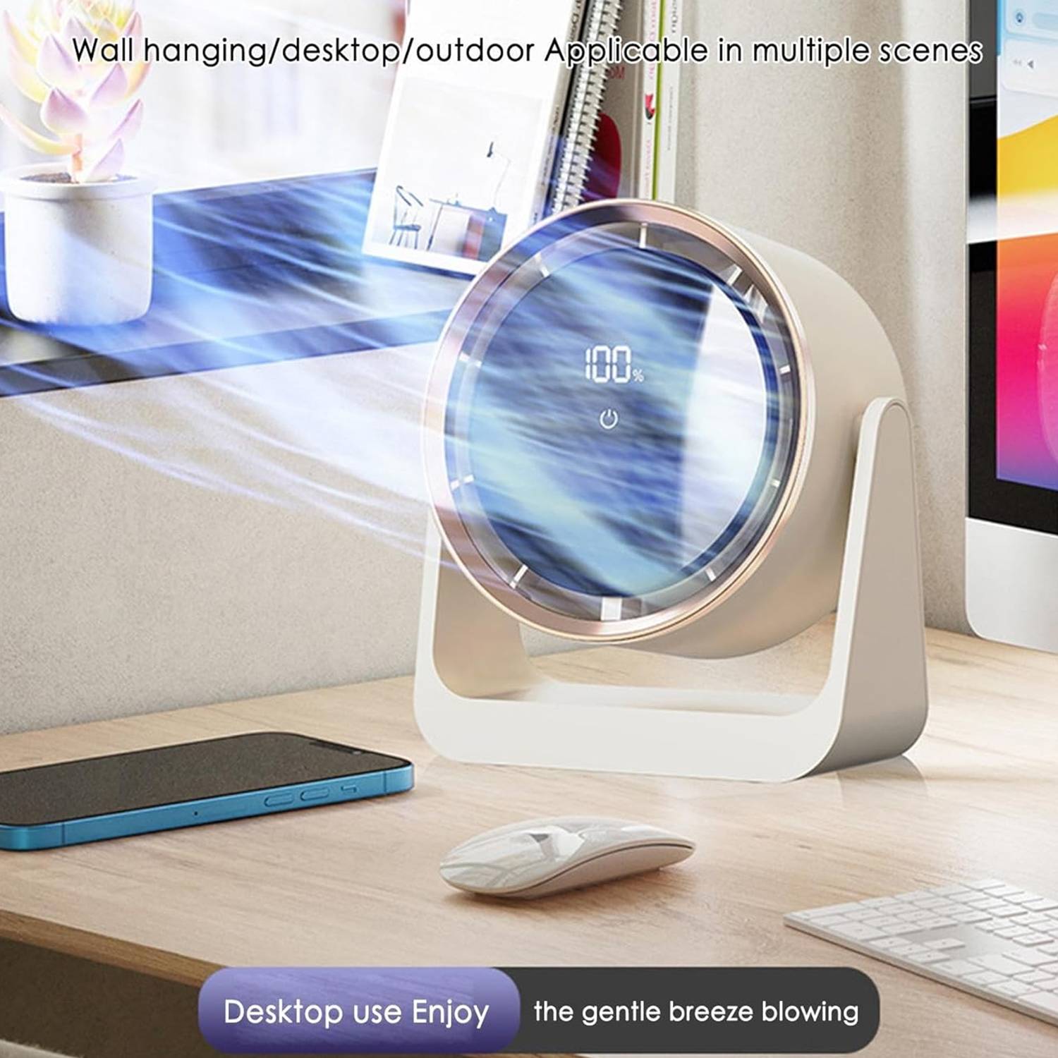 Mini Desktop Rechargeable Fan W/ Night Lights 7
