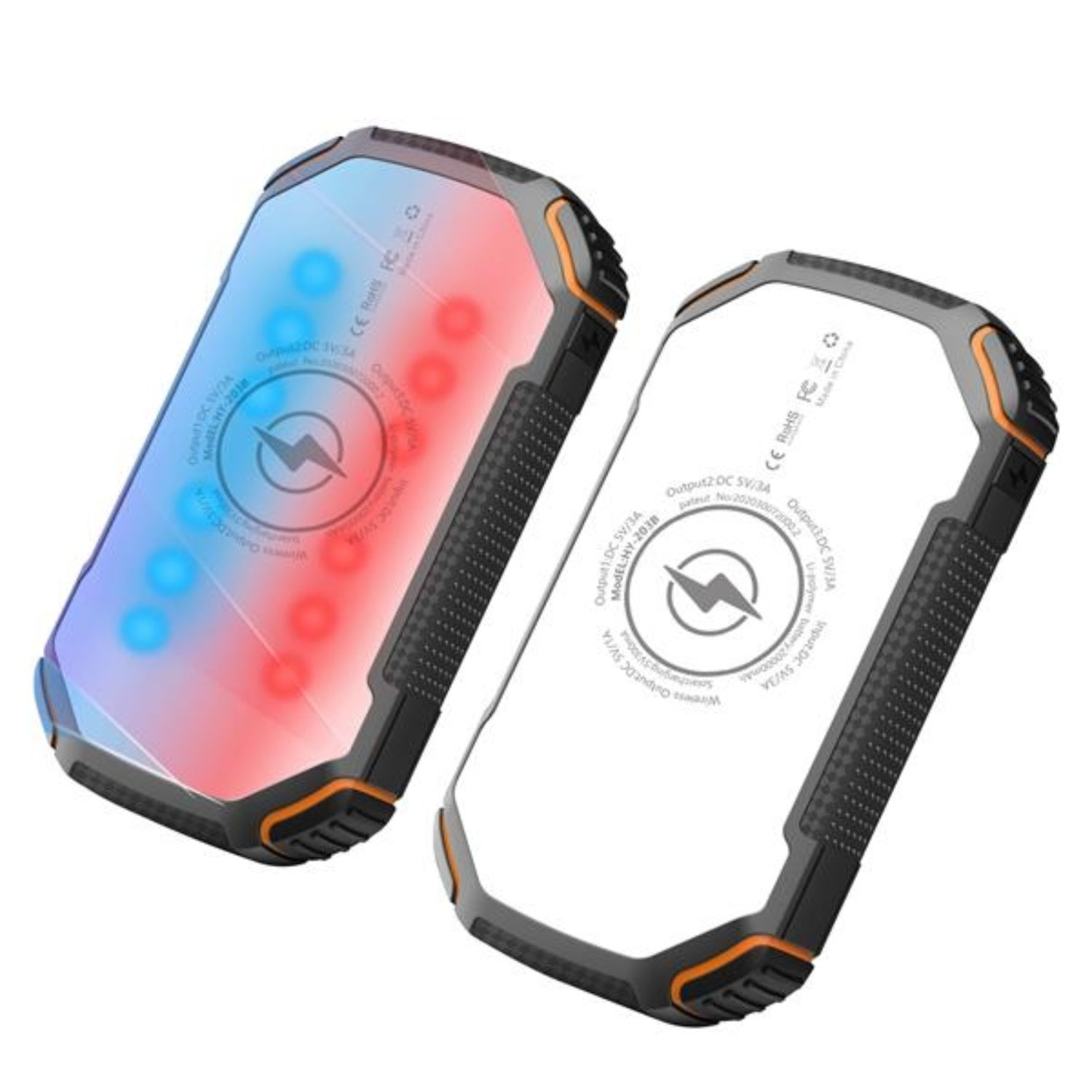 water proof portable Solar Power Banks 20000mAh Led Light with Wireless charger 4