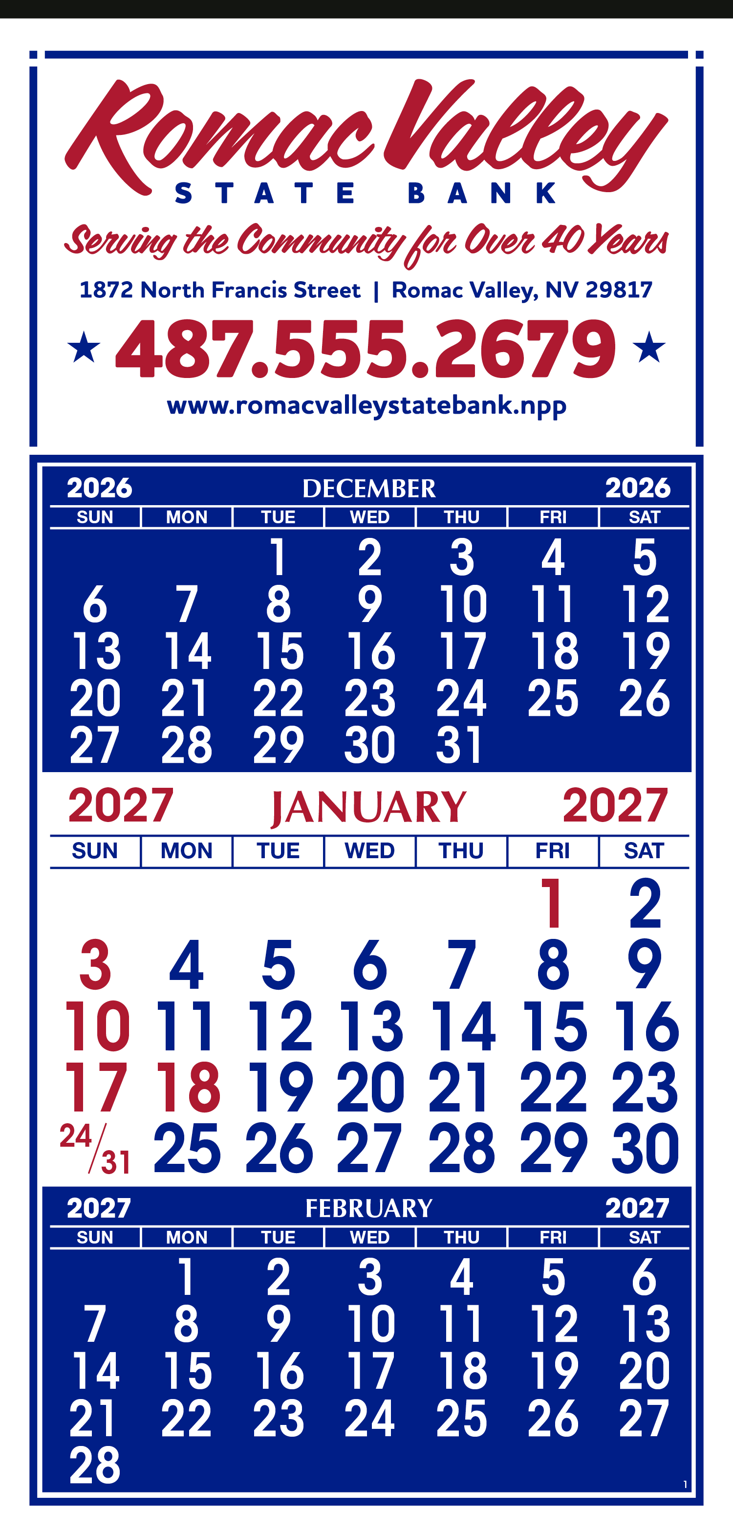 Skinner & Kennedy® 3-Month Display 12-Sheet Calendar 8