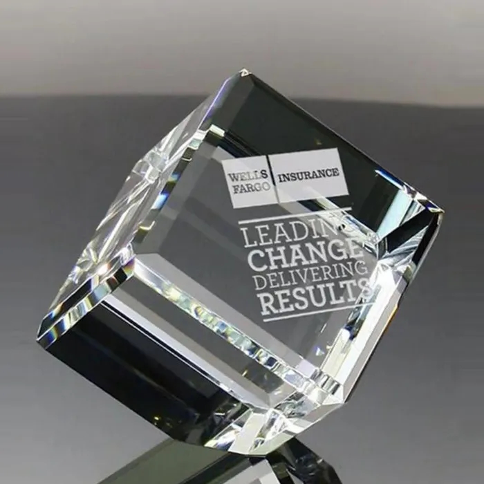 Optical Crystal Bevel Edged Cube 2