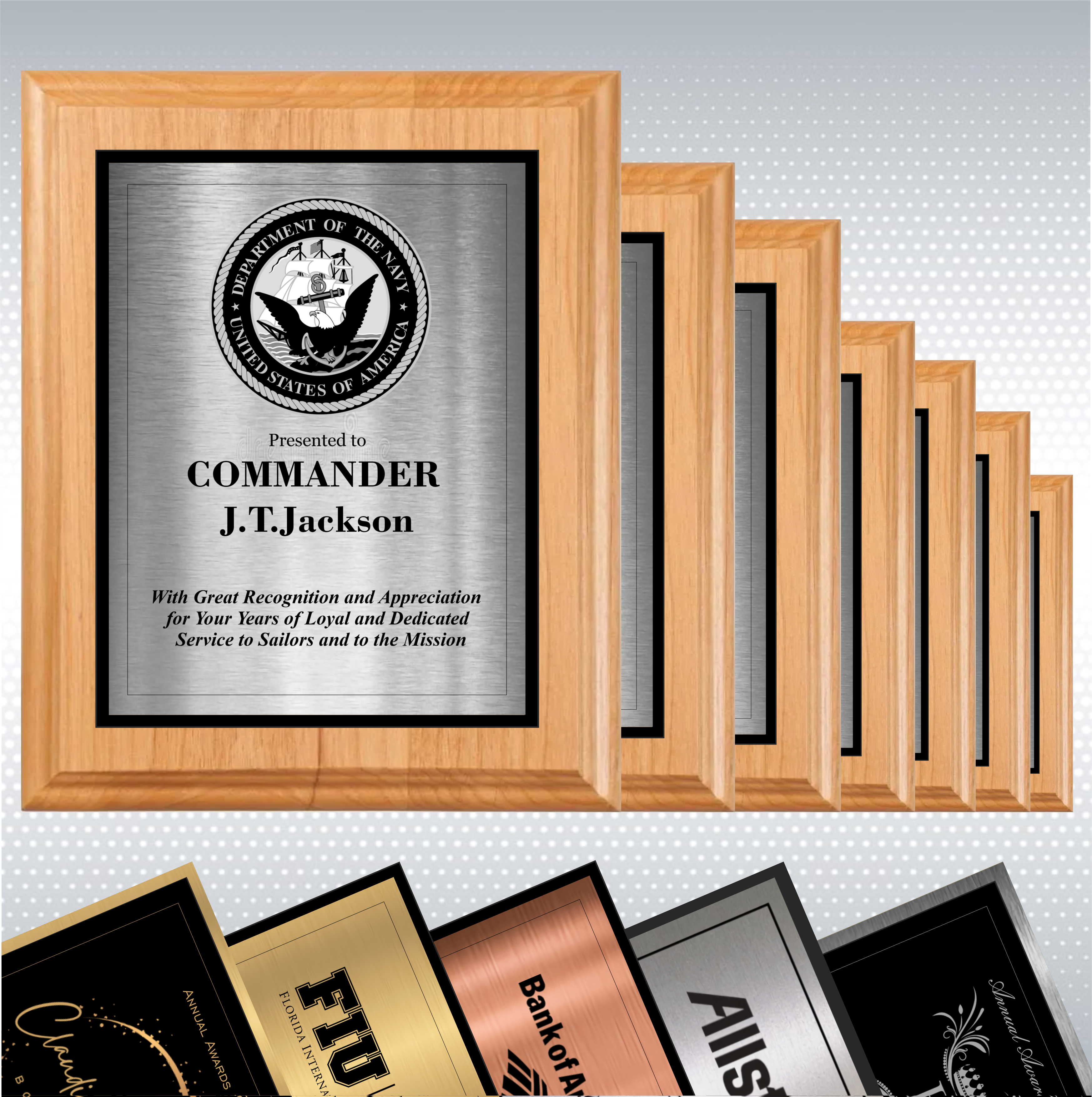 Alder Wood Plaque w/Choice of Double Plate 6