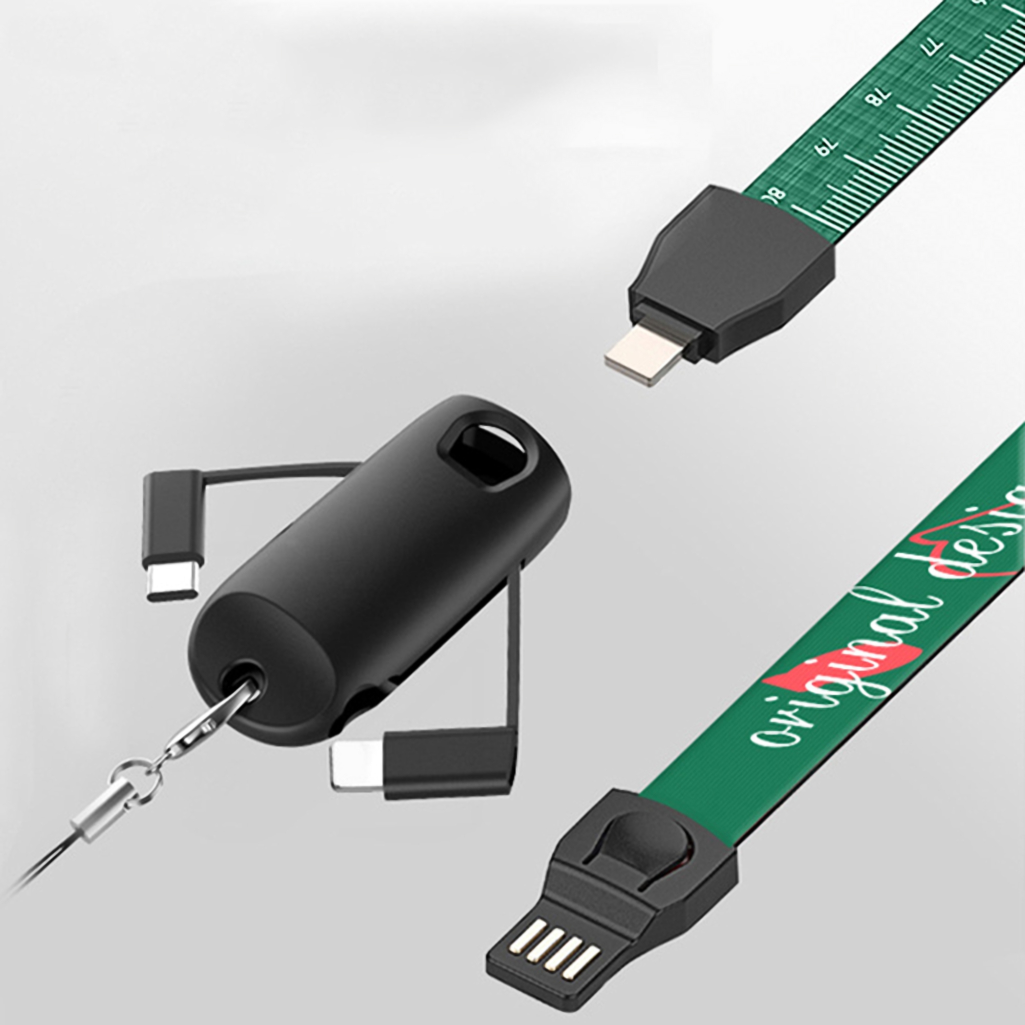 3-in-1 Polyester Charging Cable Lanyard 4