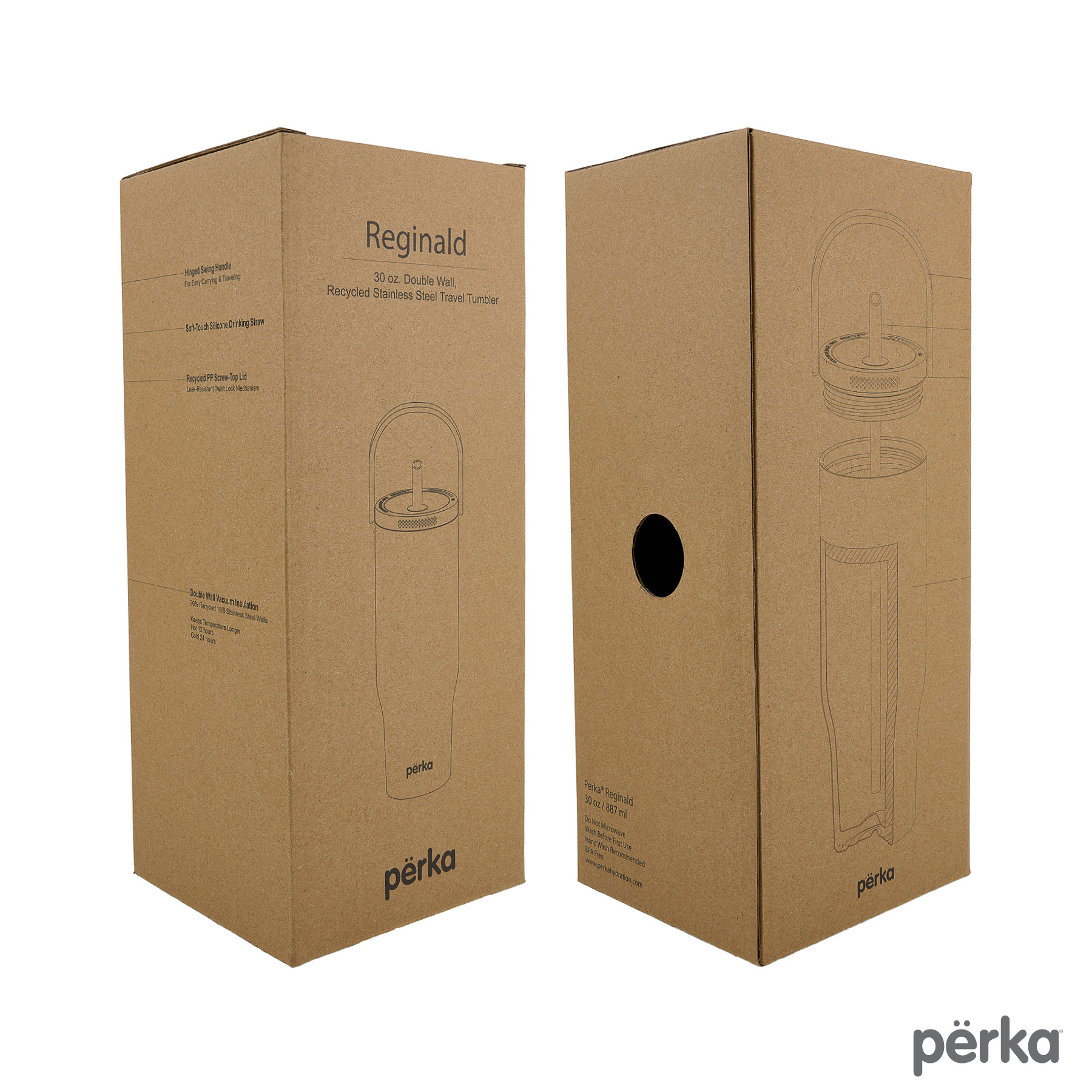 Perka® Reginald 30oz. Recycled Vacuum Insulated Travel Tumbler 10