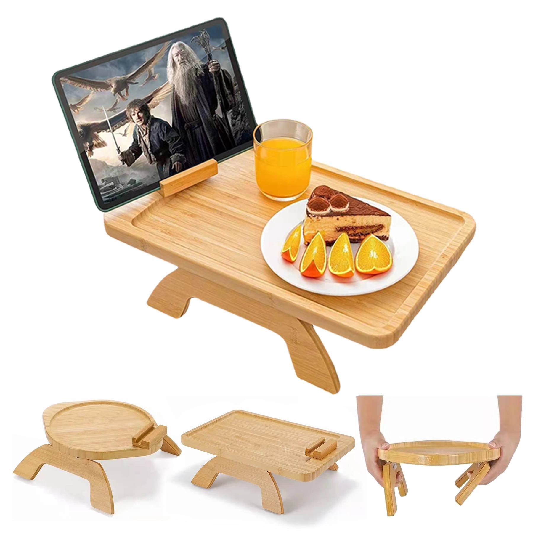 Bamboo Sofa Armrest Tray Table 2
