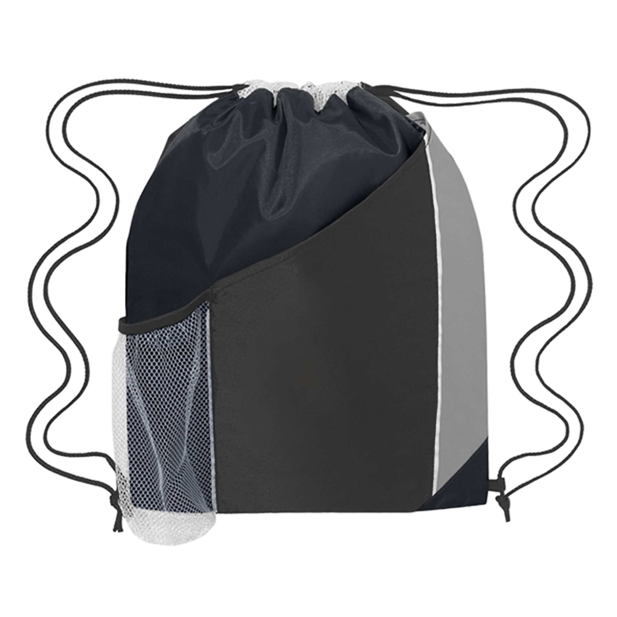 Polyester Drawstring Bag with Side Mesh Pocket 5