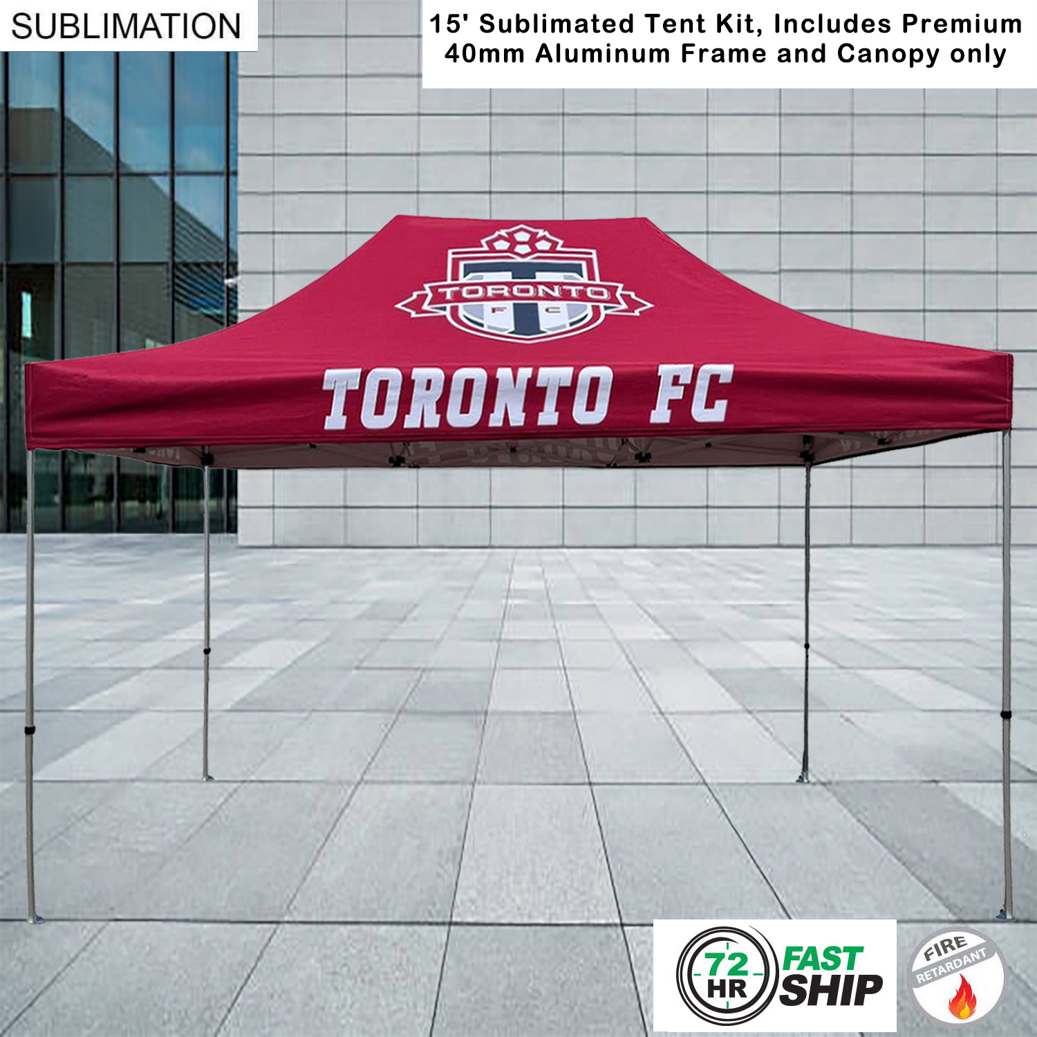 72Hr Fast Ship - 15' Premium Sublimated Tent Kit, Includes Premium 40mm Aluminum Frame & Canopy only 15