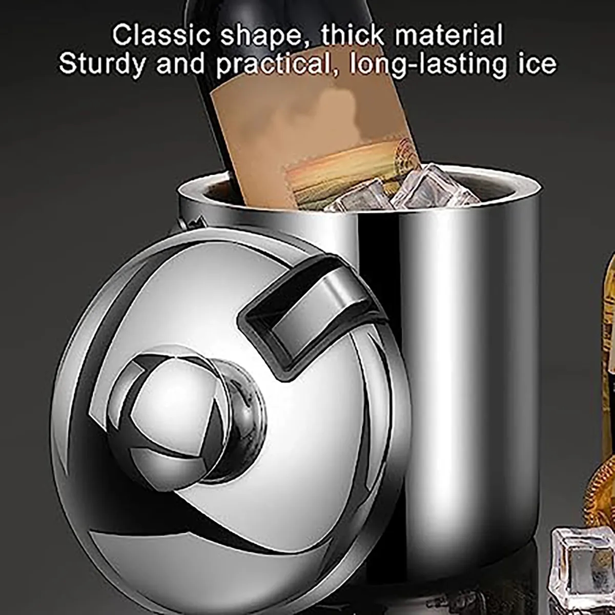 Double Walled Metal Ice Buckets with Tong 5