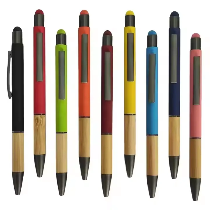 Bamboo Soft Touch Rubber Metal Pen 5