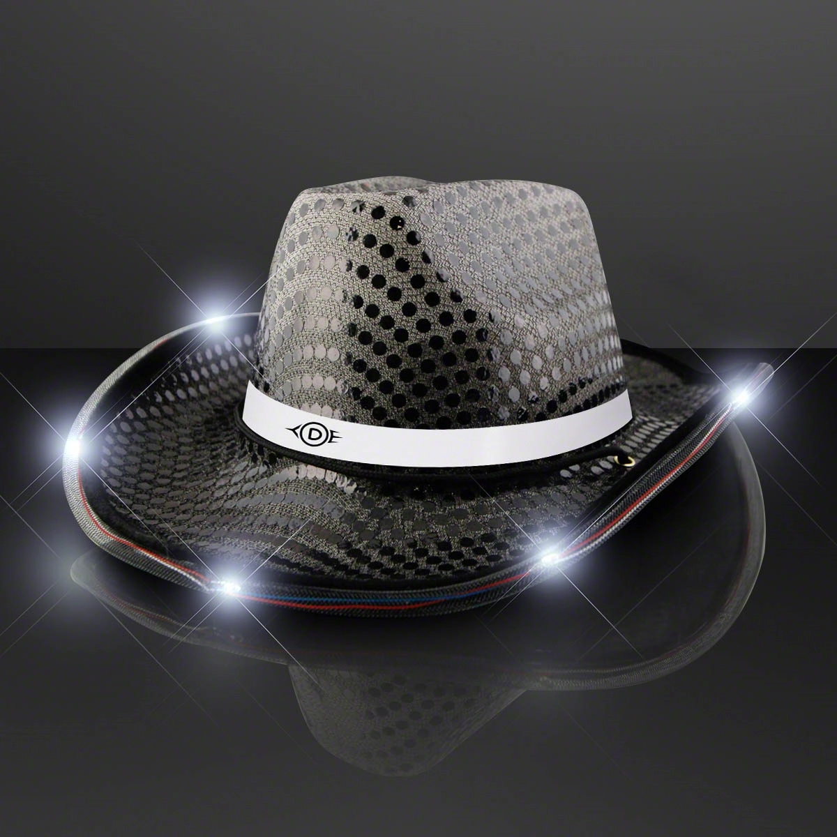 Sequin Cowboy Hat with White Band 8