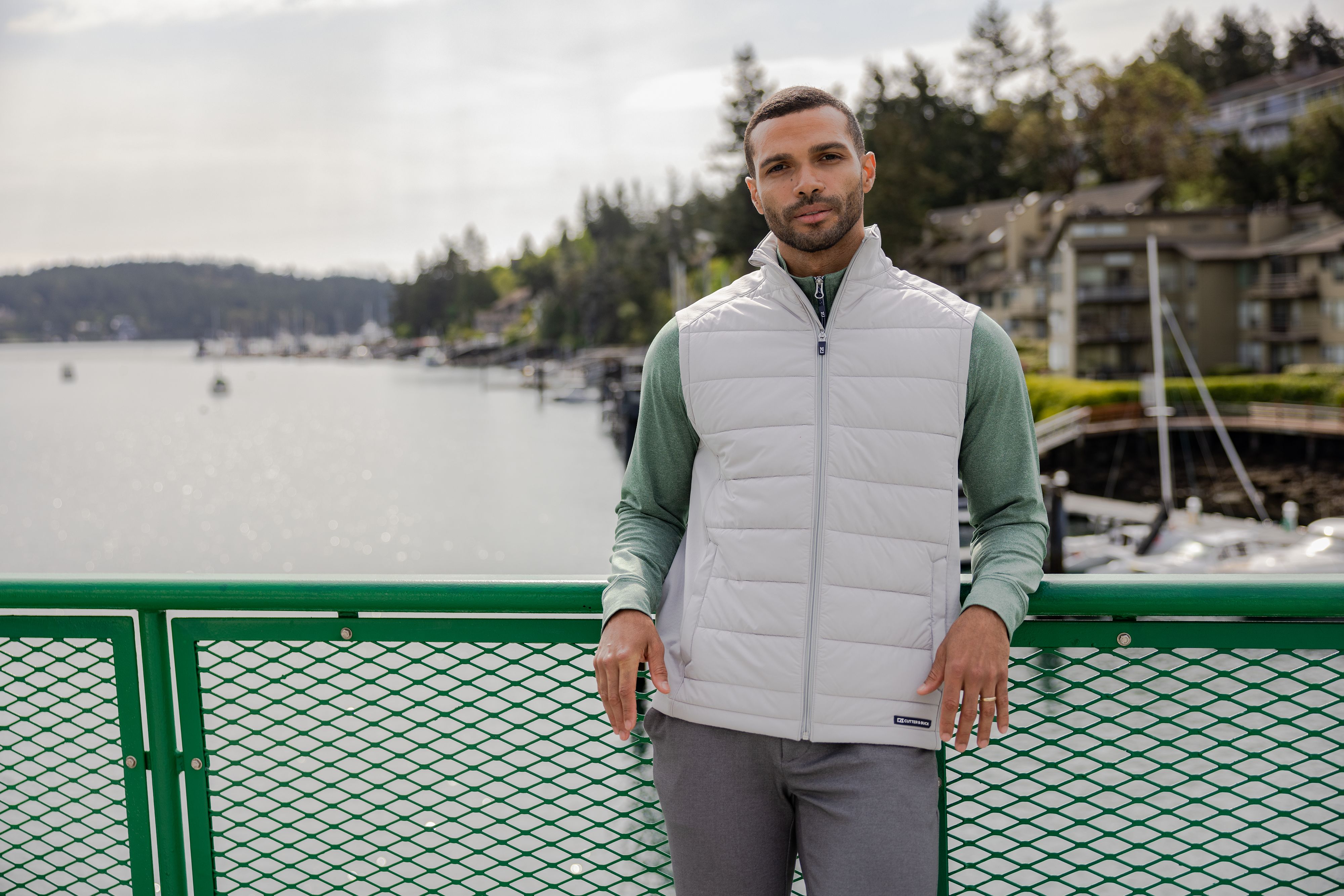 Cutter & Buck Evoke Recycled Honeycomb Fleece Mens Hybrid Full Zip Vest 16
