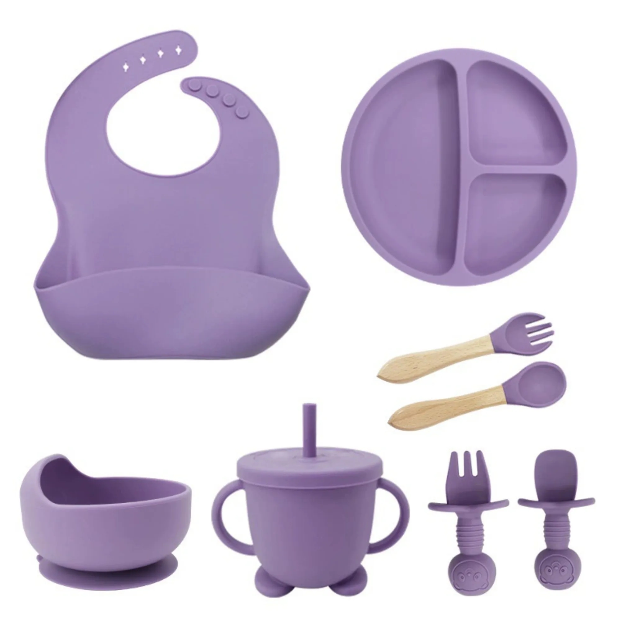 Children's Anti-Drop Silicone Tableware Set With Suction Cup 3