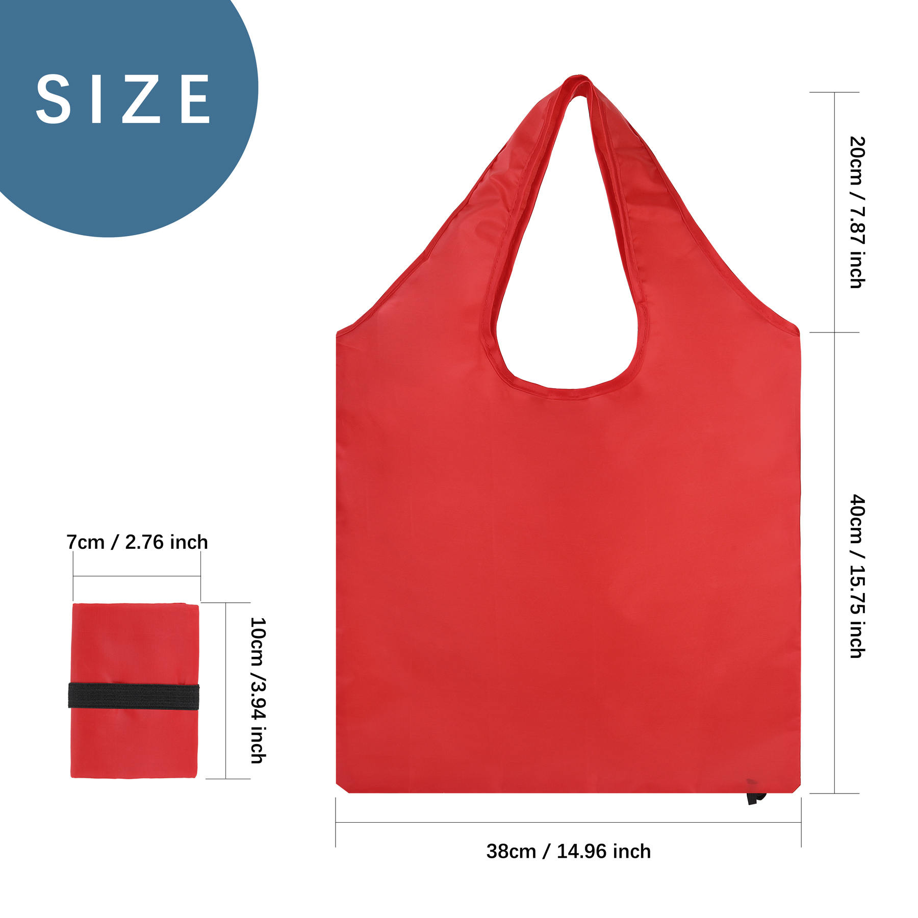 Reusable Folding Polyester Shopping Tote Bag With Elastic Strap 7
