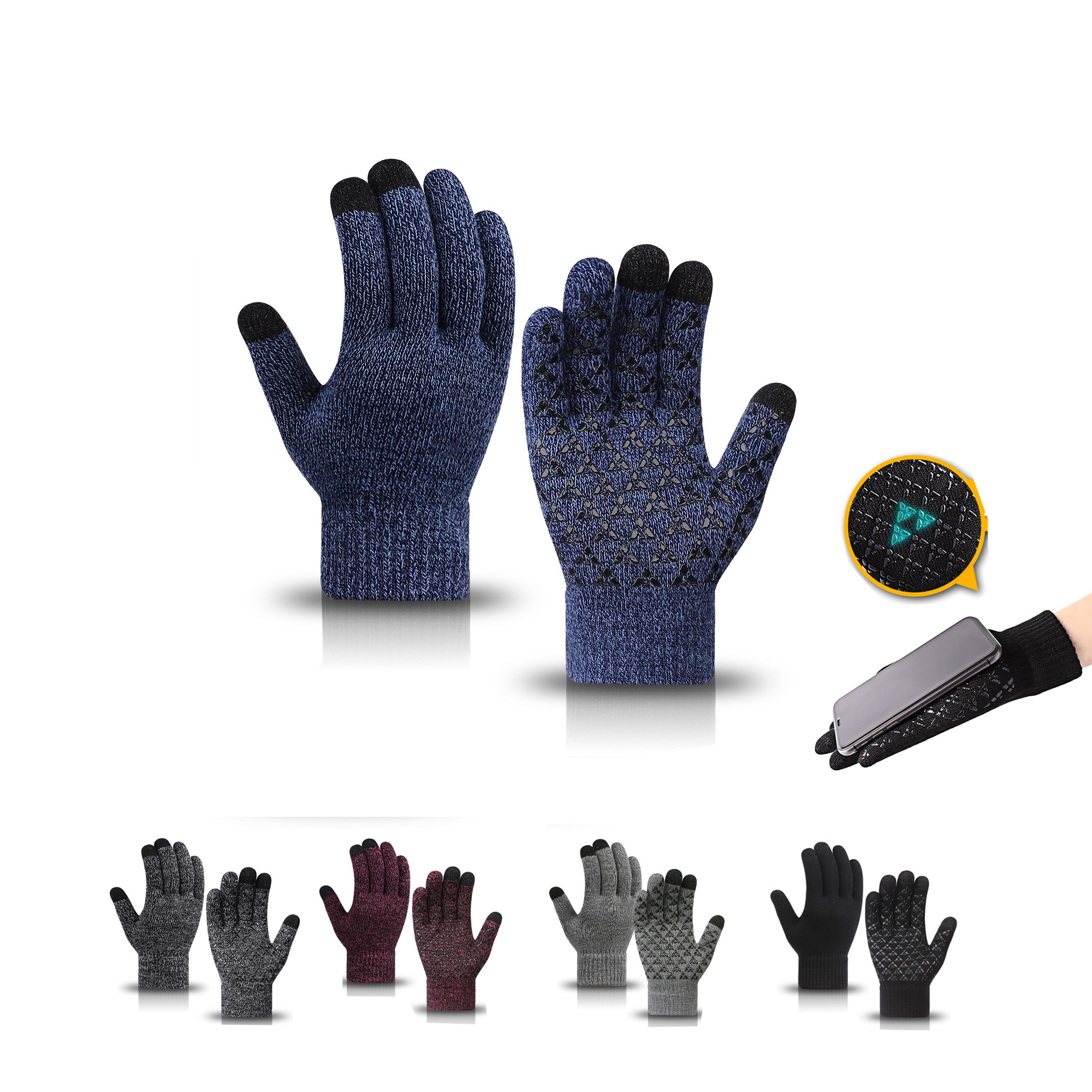 Knitted Touch Screen Coldproof Thickened Winter Mittens 2