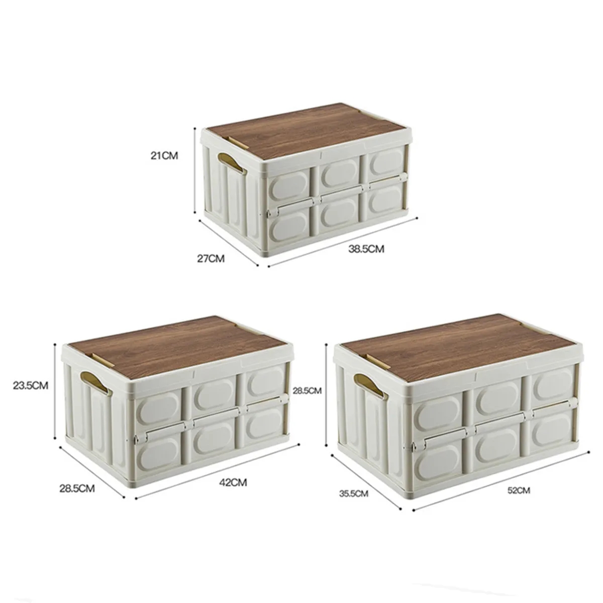 Collapsible Storage Bins with Wood Lids 2