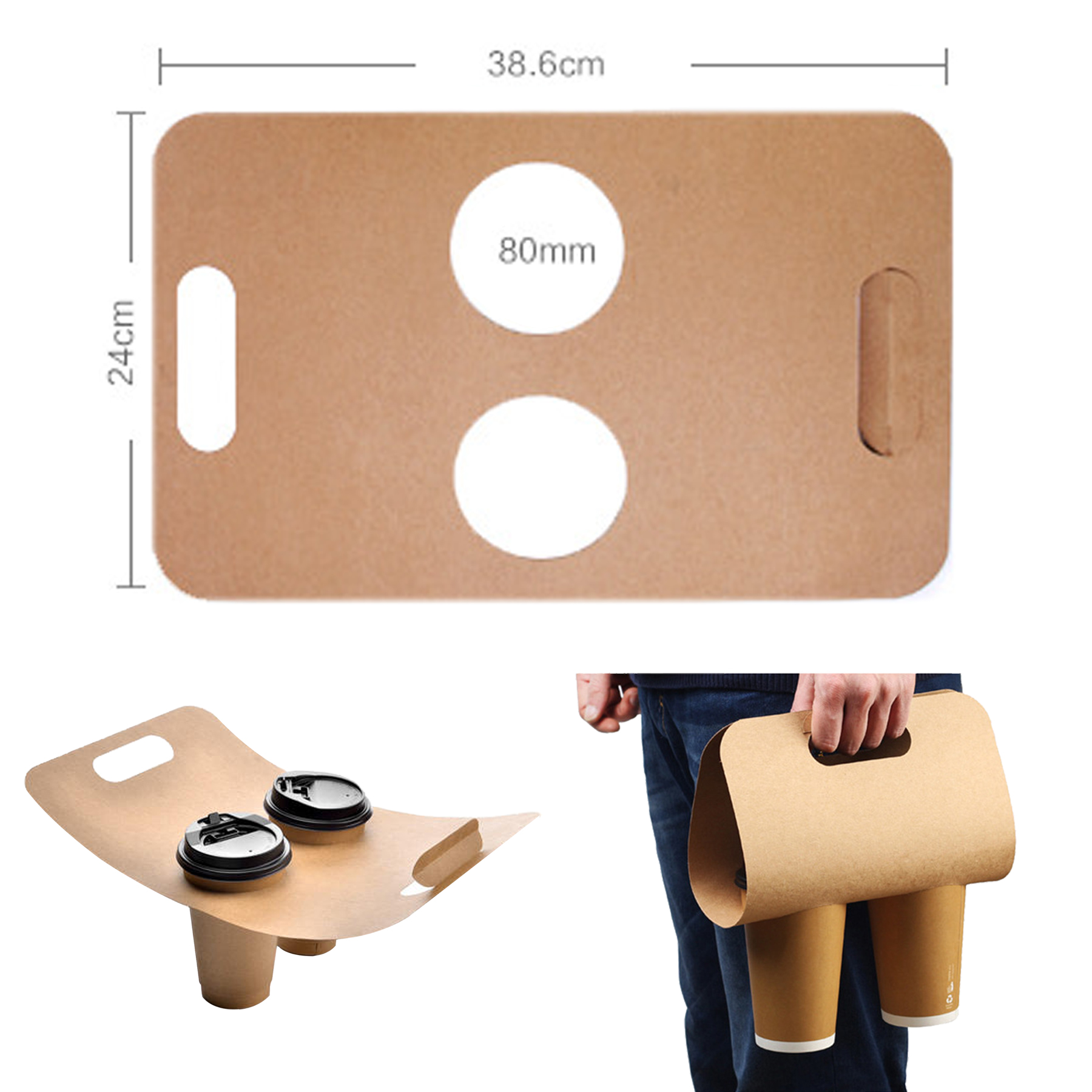 Double Cup Kraft Paperboard Holder 2