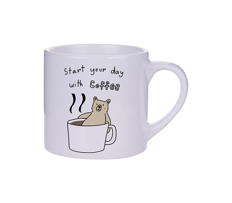 Mini White Ceramic Mug, 6 oz. 4