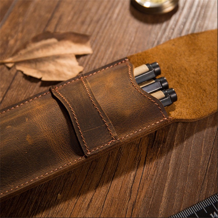 Retro style leather pen bag 6