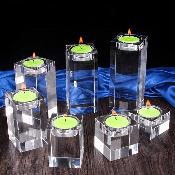 Square Clear Crystal Candle Holder 4