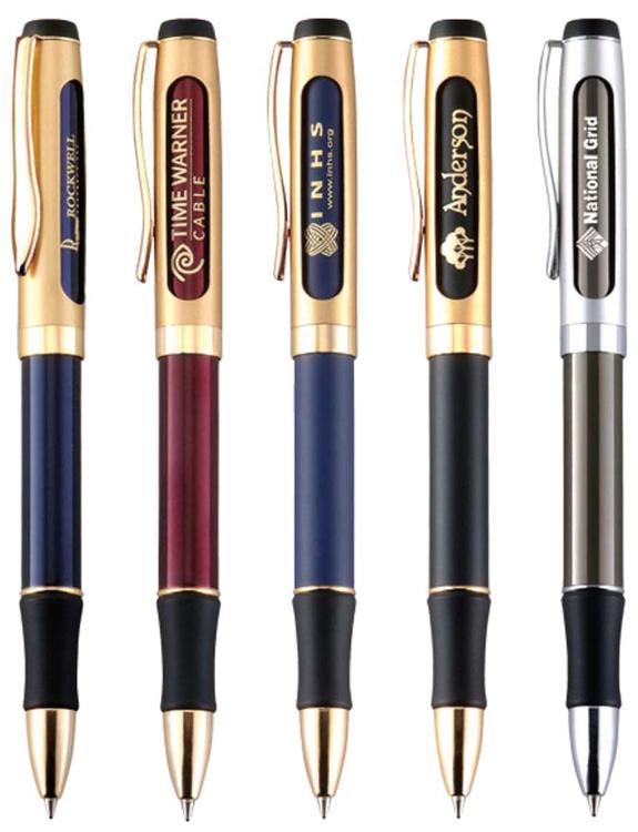 Dual Logo Twist Ballpoint Brass Pen 2