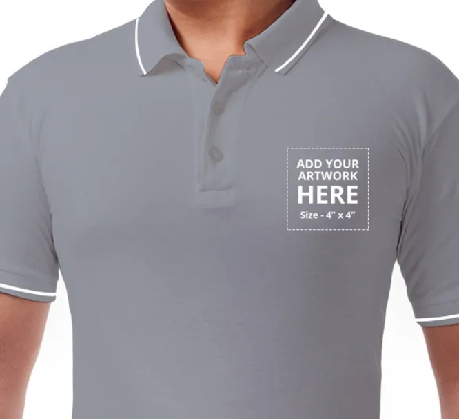 Men's Grey Polo Shirt - Embroidered 6