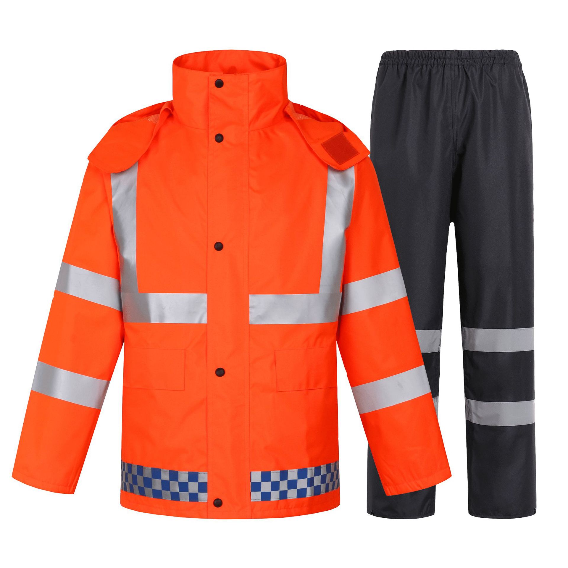 300D Oxford Waterproof Reflective Raincoat Suit 6