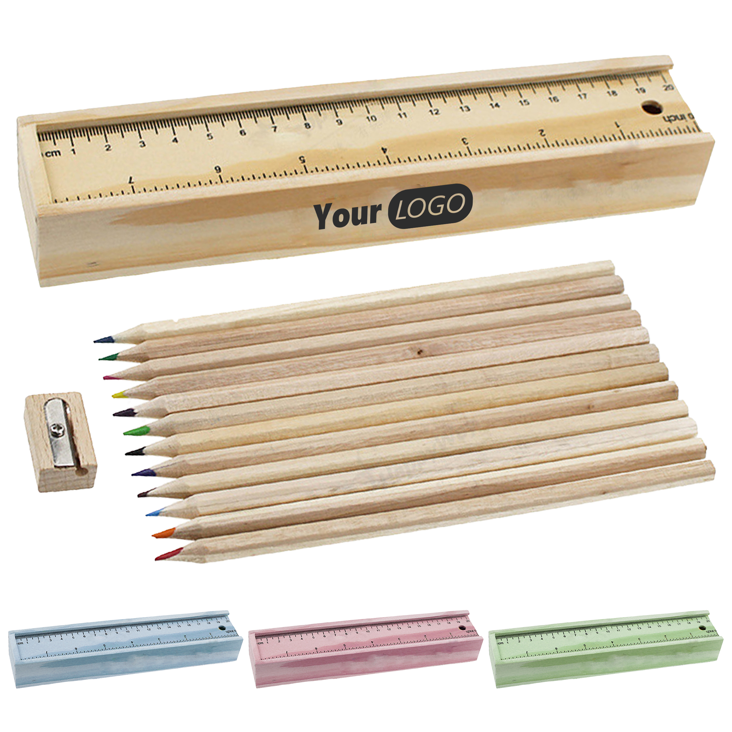Wood 12 Pcs Colored Pencil Pack With Box 2