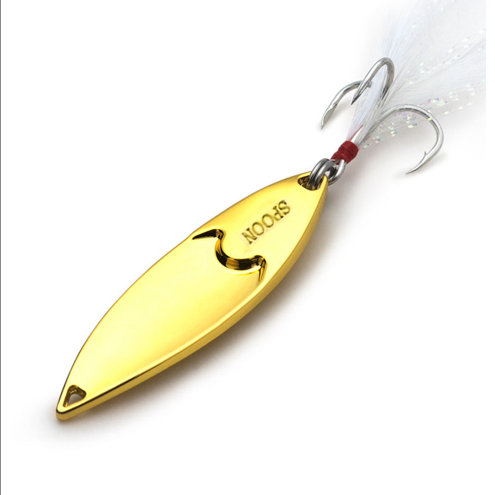 15 Gram Spoon Fishing Lure with Feather Treble Hooks 2