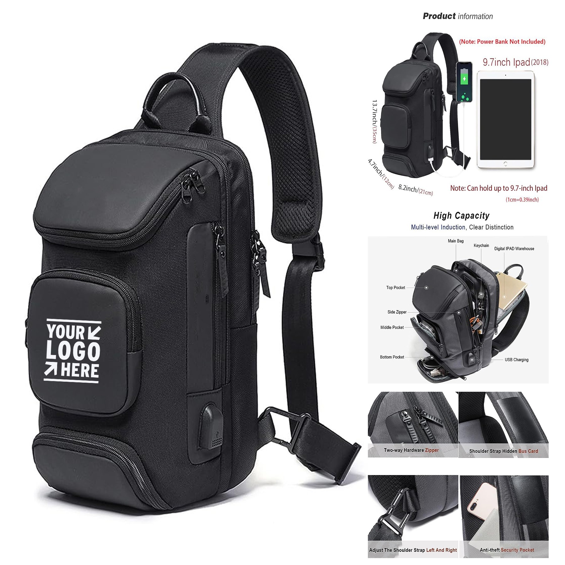 Men Women Crossbody Sling Backpack Large Anti Theft Shoulder Bag With Phone Pocket 1