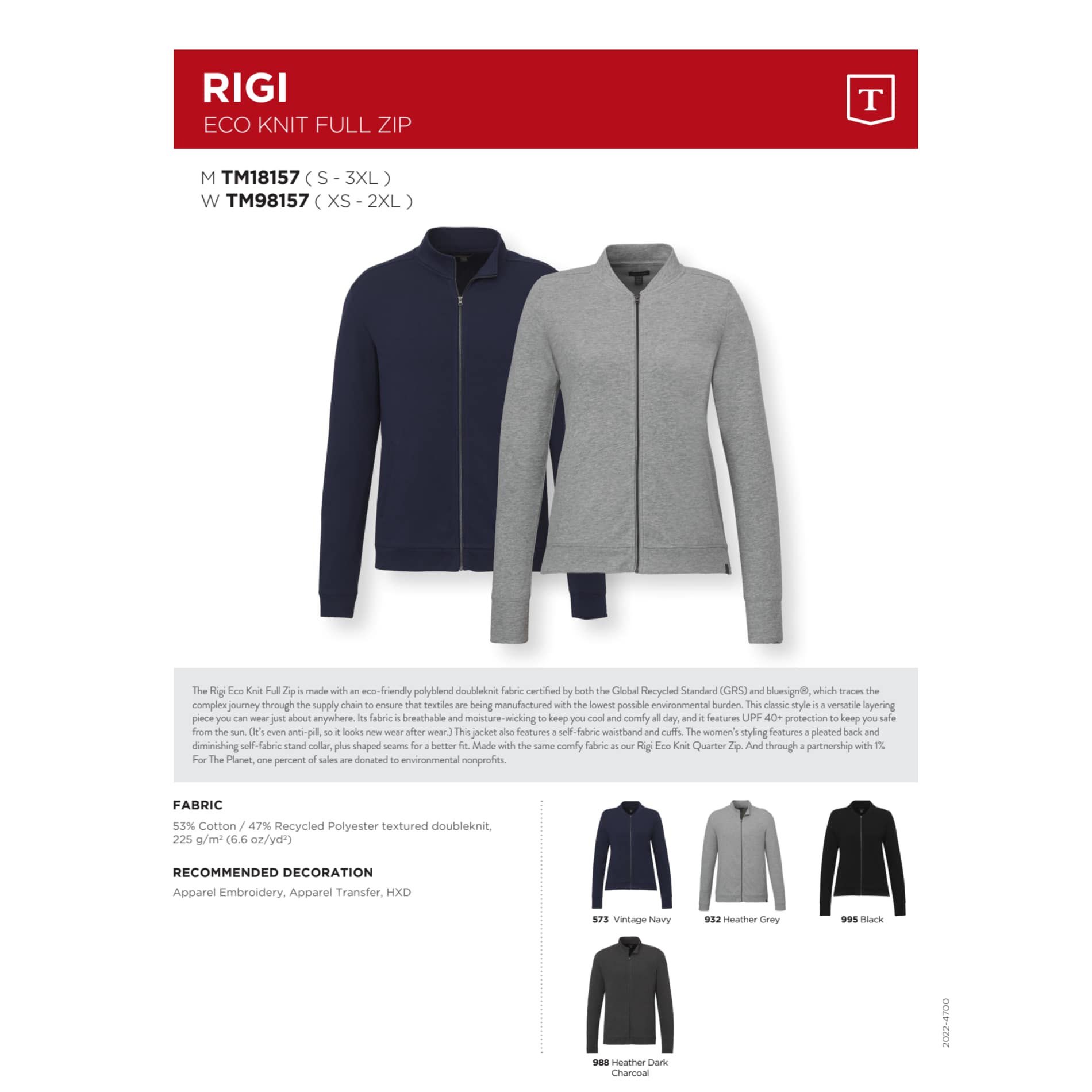 RIGI Eco Knit Full Zip - Men's 113