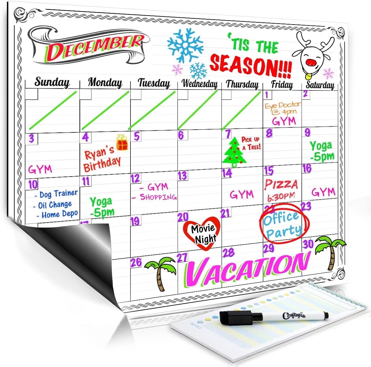 Smart Magnetic Dry Erase Calendar 2
