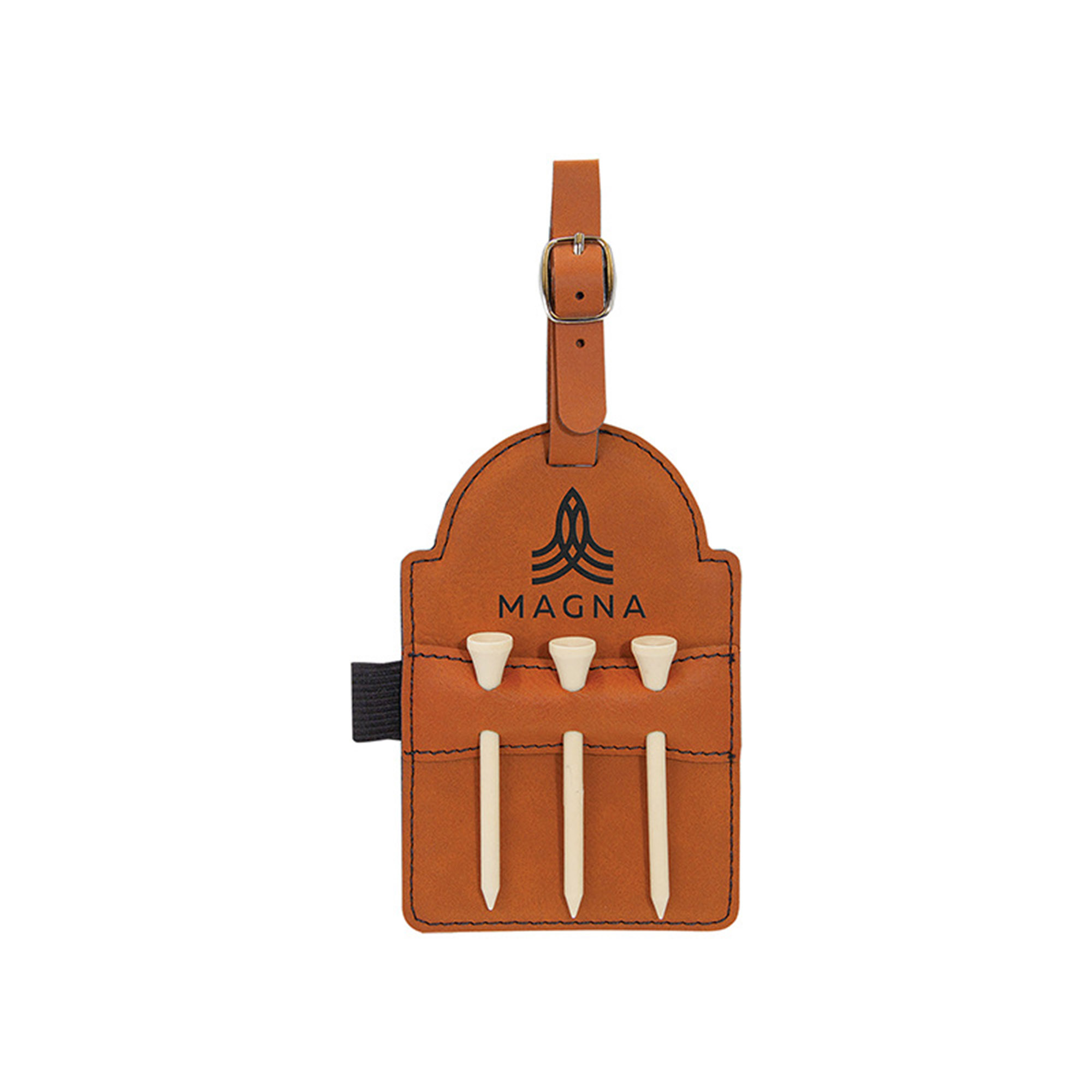 Leather Golf Bag Tag with 3 Tees Set 3