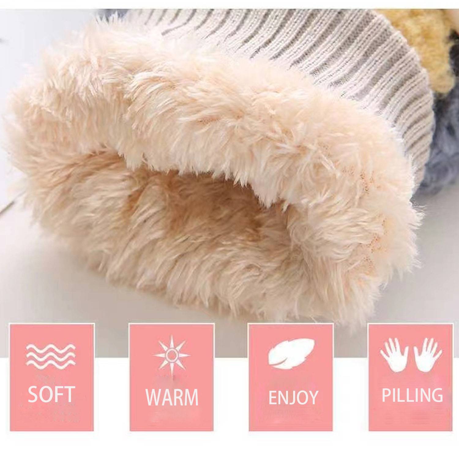 Autumn and Winter Teddy Circle Knitted Gloves 6
