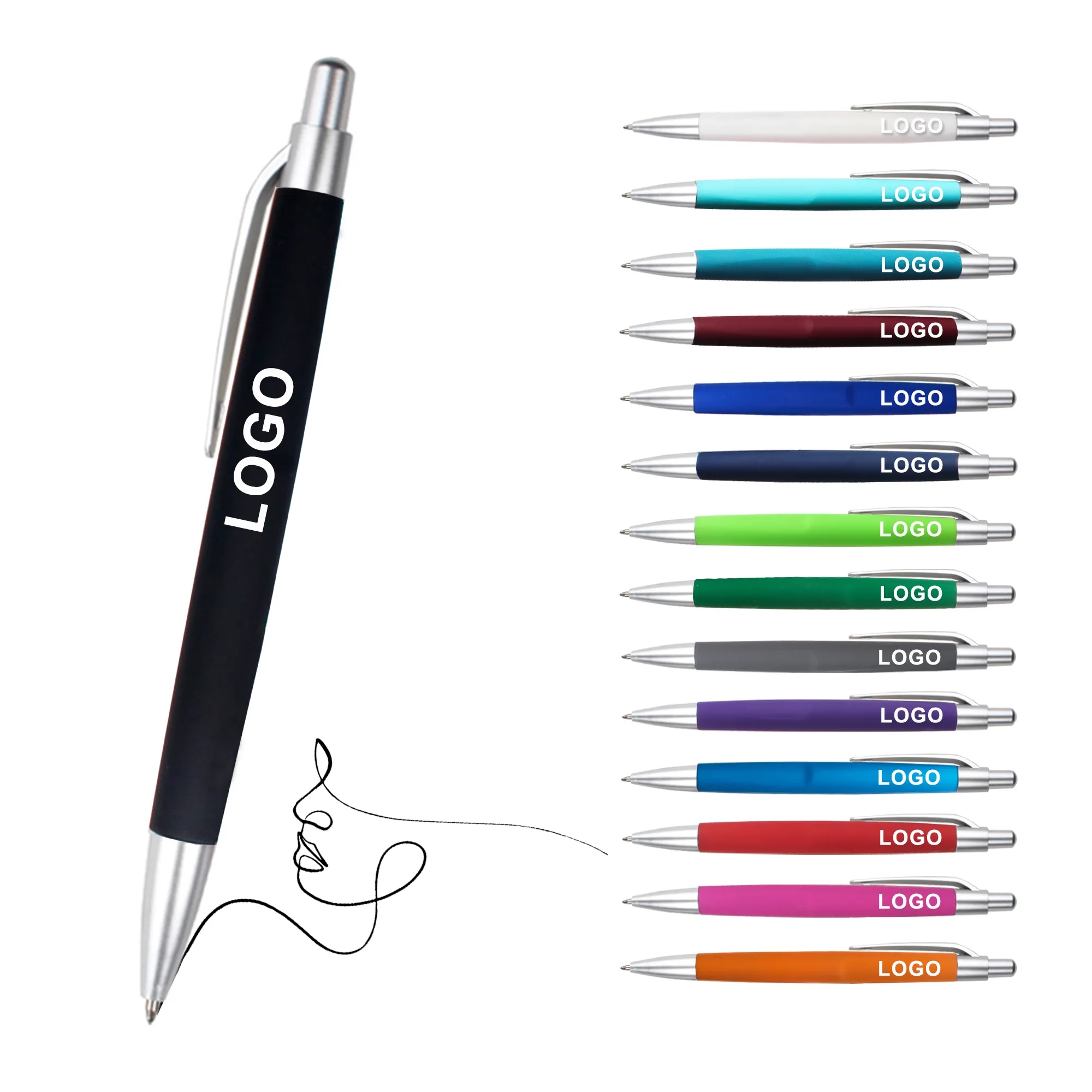 Rubber Coated Ballpoint Pen with Logo 5