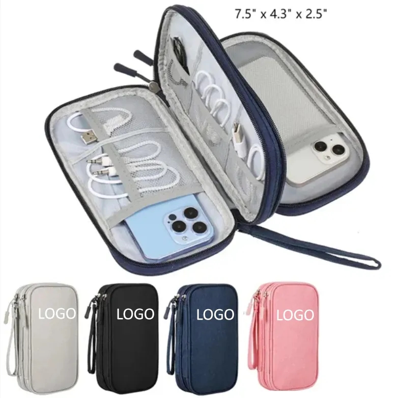 Custom Logo Tech Organizer Pouch Waterproof Travel Electronics Accessory Case 4