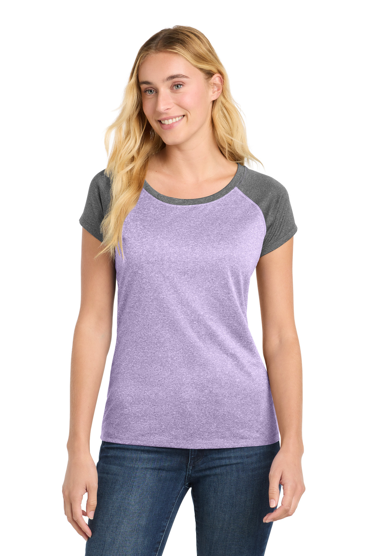 Sport-Tek Women's Heather-On-Heather Contender Scoop Neck Tee. LST362 30