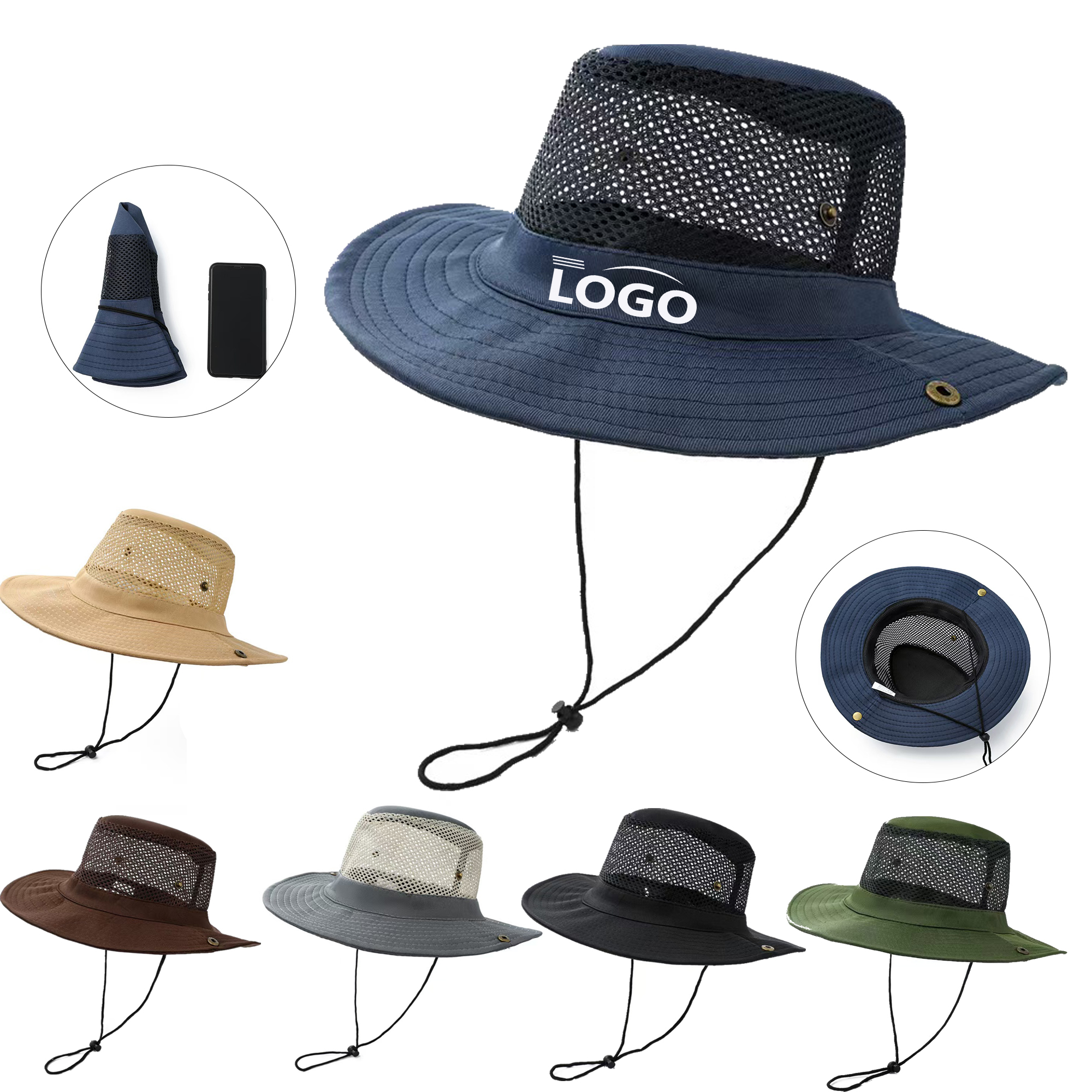 Large Brim Mesh Bucket Hat 2